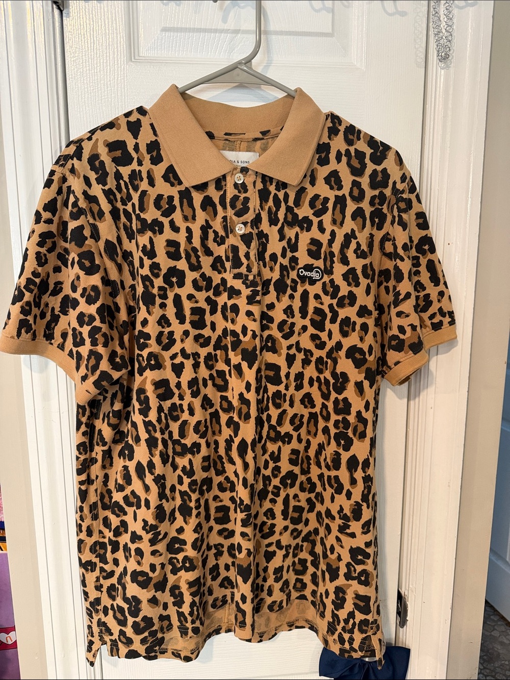 Leopard Print Polo with Logo Patch